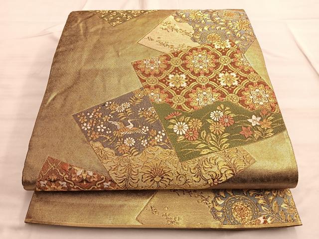 平和屋着物◎六通柄袋帯 唐織 古今和歌集 黒地 金糸 引箔 正絹 逸品 BAAO2005du
