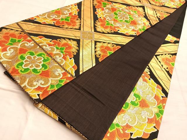 平和屋着物◎六通柄袋帯 唐織 菱正倉院文 金銀糸 正絹 逸品 BAAO2038du