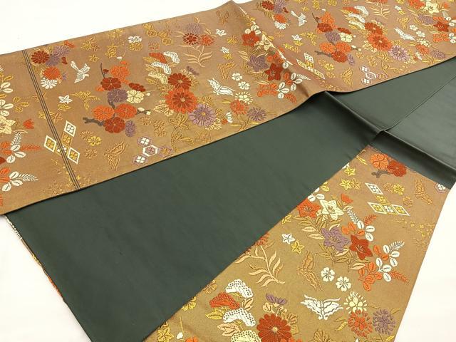 平和屋着物●六通柄袋帯 唐織 花鳥文 金糸 正絹 逸品 BAAO2162ea