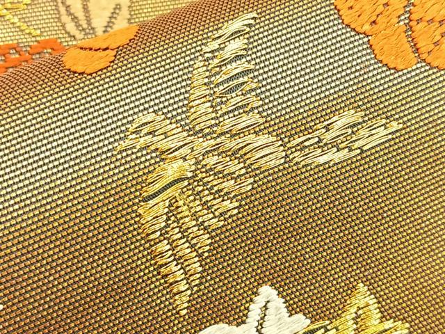 平和屋着物●六通柄袋帯 唐織 花鳥文 金糸 正絹 逸品 BAAO2162ea