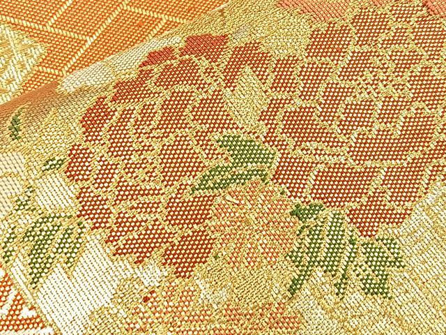 平和屋着物◎佐賀錦 六通柄袋帯 蜀江花籠文 金銀糸 正絹 逸品 BAAO3105if