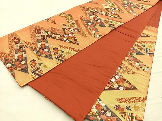平和屋着物◎六通柄袋帯 唐織 松皮取蝶花文 金糸 正絹 逸品 BAAO3189if