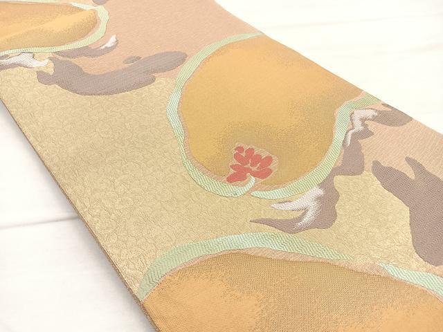 平和屋着物◎六通柄袋帯 光琳松 金通し地 正絹 逸品 未使用 BAAO3451if