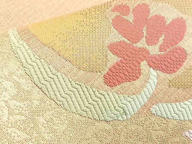 平和屋着物◎六通柄袋帯 光琳松 金通し地 正絹 逸品 未使用 BAAO3451if