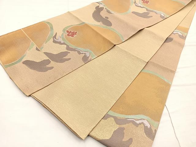 平和屋着物◎六通柄袋帯 光琳松 金通し地 正絹 逸品 未使用 BAAO3451if
