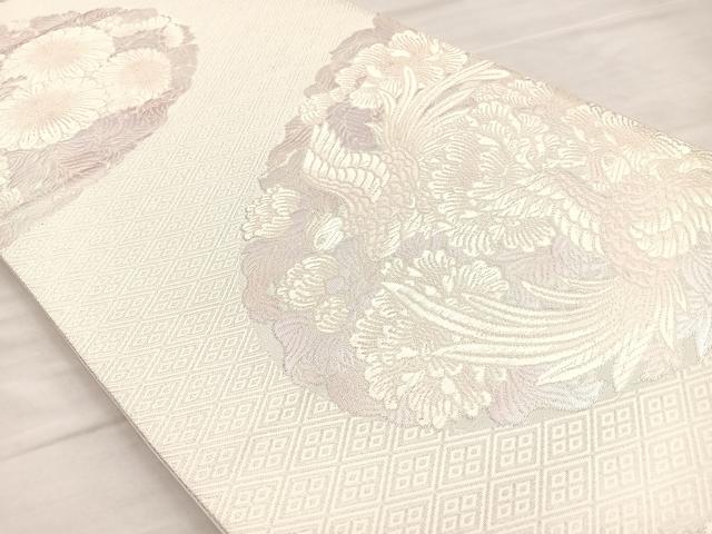 平和屋着物◎六通柄袋帯 唐織 鳳凰花文 銀糸 正絹 逸品 BAAO3455if
