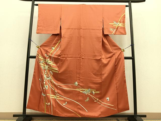 平和屋着物□訪問着 駒刺繍 エ霞舞蝶文 金彩 正絹 逸品