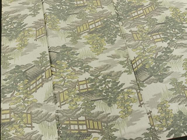 平和屋着物■上質なお召 7マルキ 風景文 正絹 逸品 BAAO4983hz
