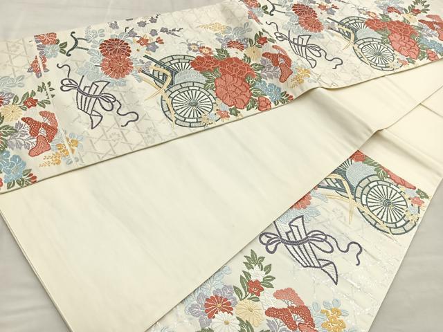 平和屋着物●六通柄袋帯 唐織錦 花車文 金銀糸 正絹 逸品 BAAO5246ea