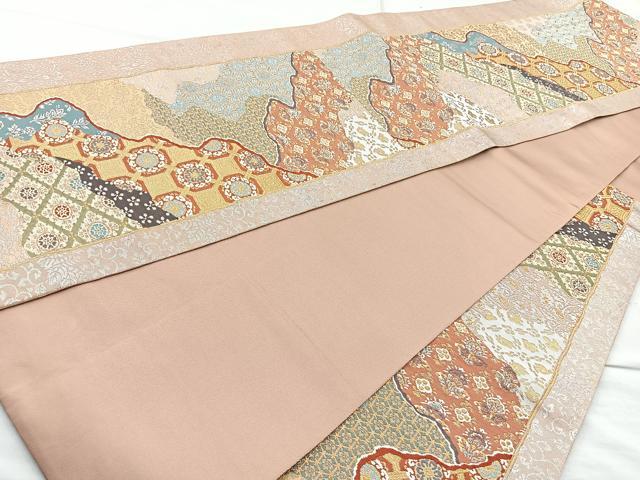 平和屋着物◎六通柄袋帯 唐織 名物献上文 金糸 正絹 逸品 BAAO6389cm