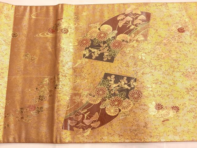 平和屋着物■太鼓柄袋帯 彩華雅扇文 金彩 正絹 逸品 BAAO8484du