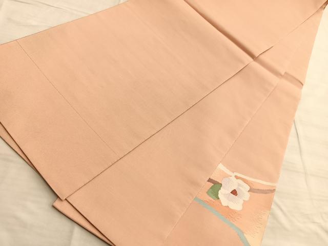 平和屋着物◎太鼓柄袋帯 すくい織 白椿 正絹 逸品 BAAO8529du