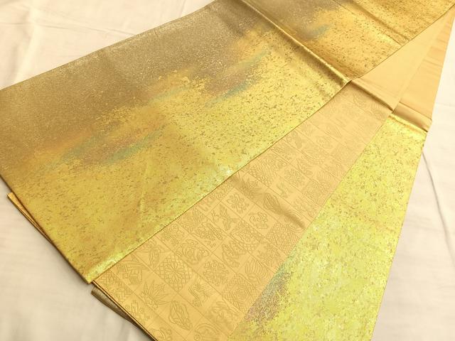 平和屋着物◎六通柄袋帯 霞文 引箔 正絹 逸品 BAAO8562du