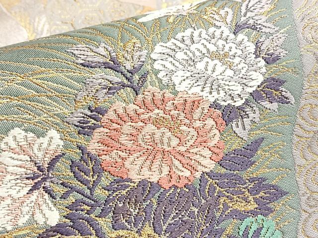 平和屋着物◎六通柄袋帯 唐織 道長有職花文 金銀糸 正絹 逸品 BAAO8570du