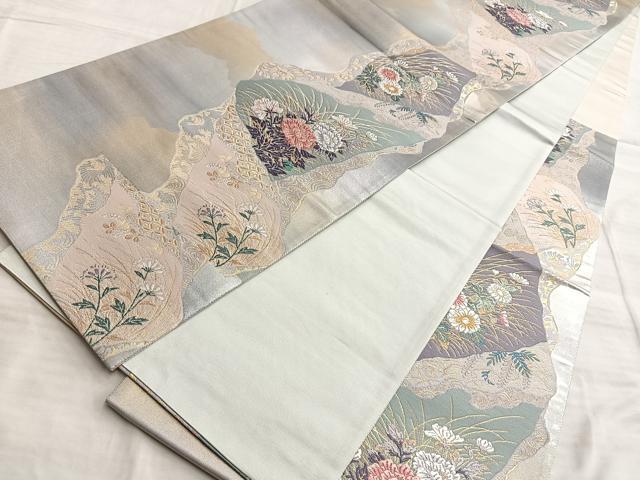 平和屋着物◎六通柄袋帯 唐織 道長有職花文 金銀糸 正絹 逸品 BAAO8570du