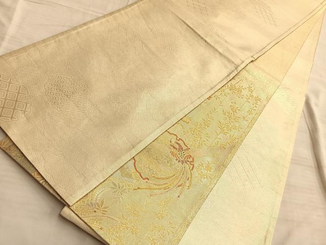 平和屋着物◎本佐賀錦 両面六通柄袋帯 鳳凰有職花文 金糸 正絹 逸品 BAAO8576du