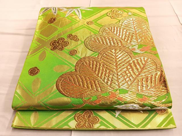 平和屋着物○西陣 河合美術織物謹製 六通柄袋帯 松竹梅 金銀糸