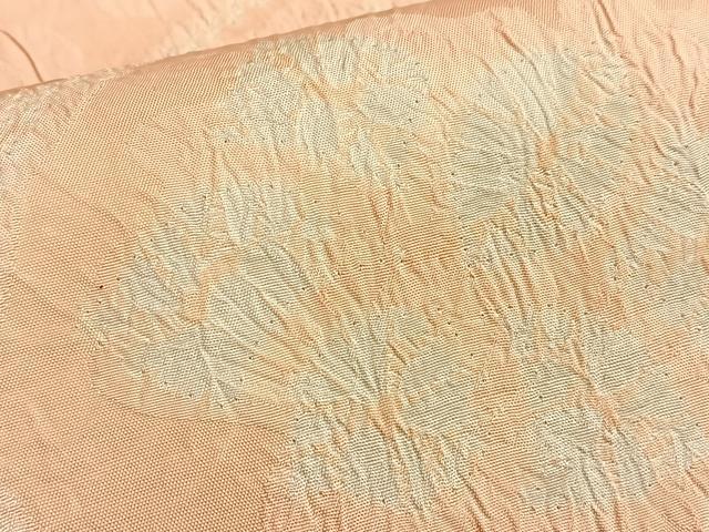 平和屋着物●六通柄袋帯 総絞り ふくれ織り 花唐草文 正絹 逸品 BAAO8999du