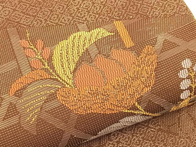 平和屋着物●六通柄袋帯 桐亀甲文様 正絹 逸品 BAAO9901du