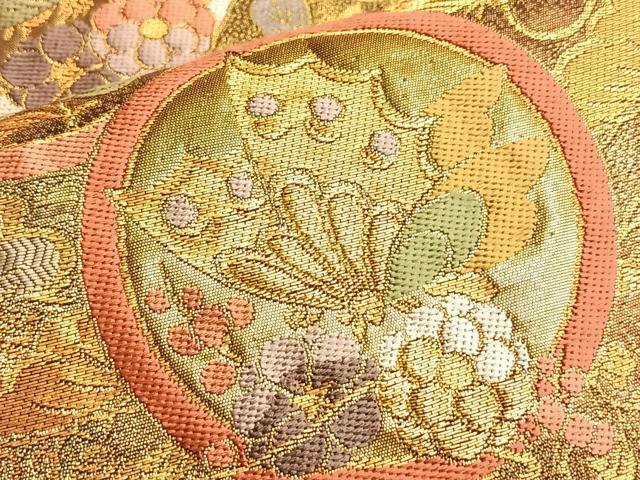 平和屋着物■六通柄袋帯 桃山揚羽蝶紋 金糸 正絹 逸品 BAAO9947du