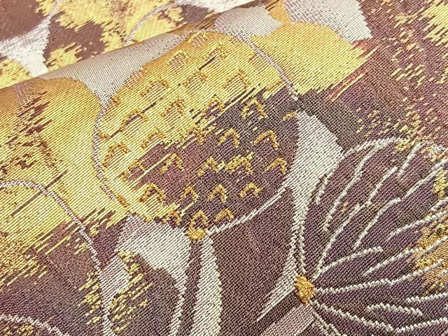 平和屋着物■六通柄袋帯 ふくれ織 飾花文 金糸 正絹 逸品 BAAP0030if