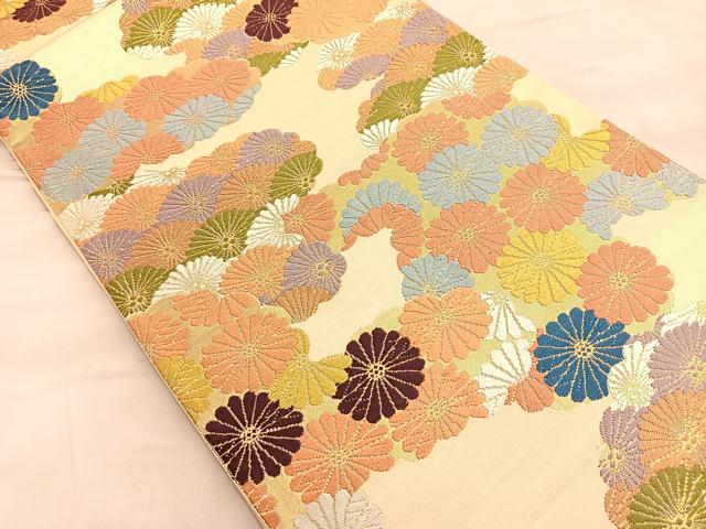 平和屋着物◎六通柄袋帯 松菊雲取文 金糸 正絹 逸品 BAAP0197du
