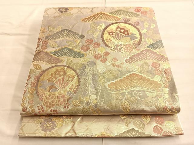 平和屋着物◎六通柄袋帯 光琳松花蝶丸文 金糸 正絹 逸品 BAAP0251du