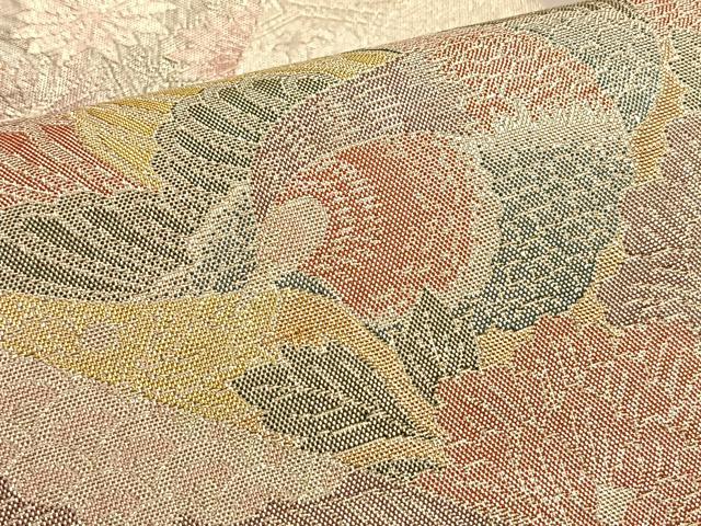 平和屋着物◎佐賀錦 六通柄袋帯 鳳凰絵巻草花文 900織 金銀糸 正絹 逸品 BAAP0311du