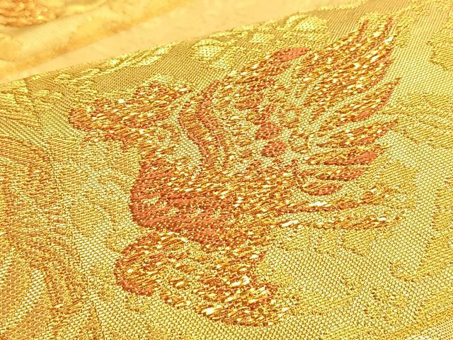 平和屋着物◎六通柄袋帯 献上裂取宮廷文 金糸 正絹 逸品 BAAP0313du
