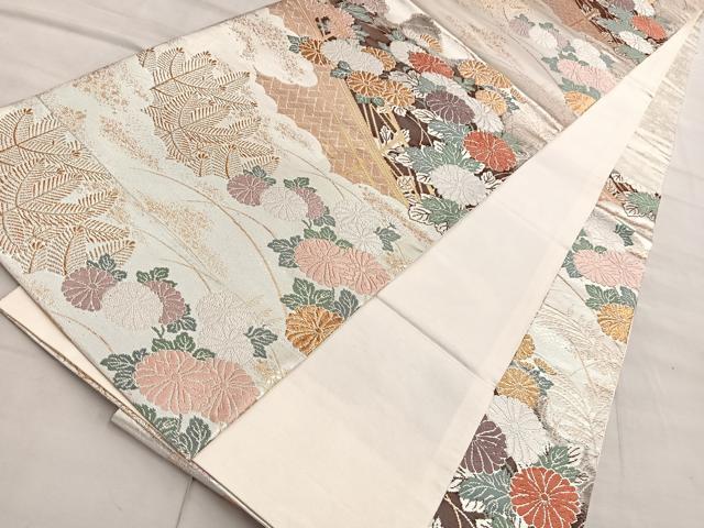 平和屋着物◎六通柄袋帯 唐織 菊 金銀糸 正絹 逸品 BAAP0379du