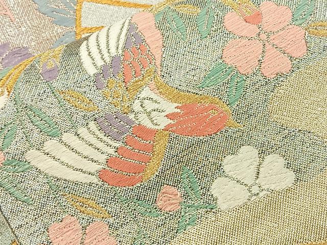 平和屋着物◎佐賀錦 六通柄袋帯 唐織 鳳凰扇面花車文 金銀糸 正絹 逸品 BAAP2335if