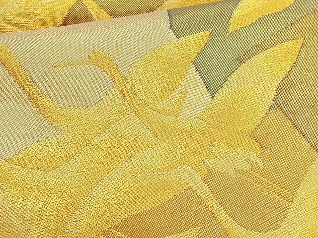 平和屋着物◎六通柄袋帯 色紙重ね舞鶴文 金糸 正絹 逸品 BAAP4106ea