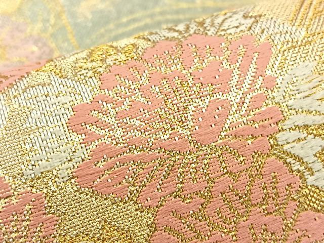 平和屋着物◎六通柄袋帯 唐織 色紙重ね花文 金銀糸 正絹 逸品 BAAP4215ea