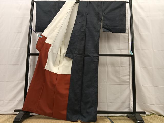 平和屋着物■本場大島紬 幾何学文様 正絹 逸品 BAAQ3136sa