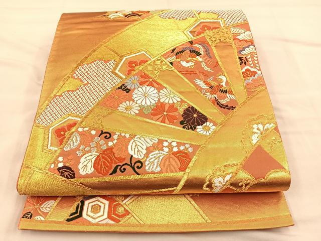 平和屋着物◎六通柄袋帯 唐織 鳳凰有職草花文 金銀糸 正絹 逸品 BAAQ4249du