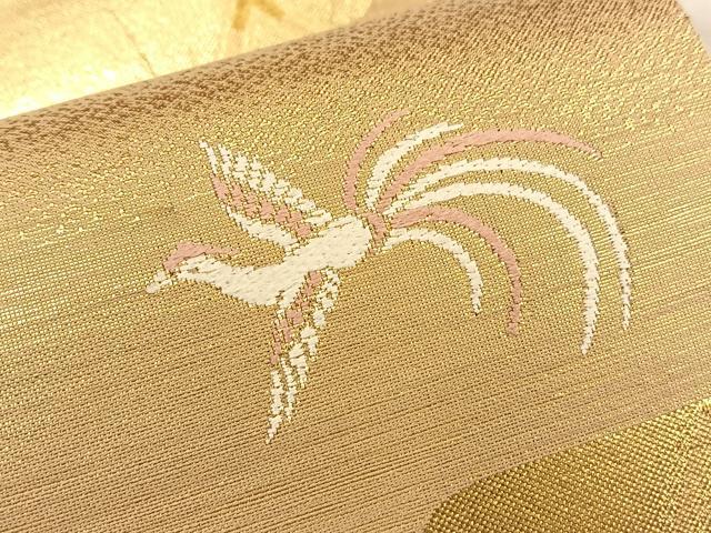平和屋着物◎六通柄袋帯 唐織 鳳凰花丸文 金糸 正絹 逸品 BAAQ4342du