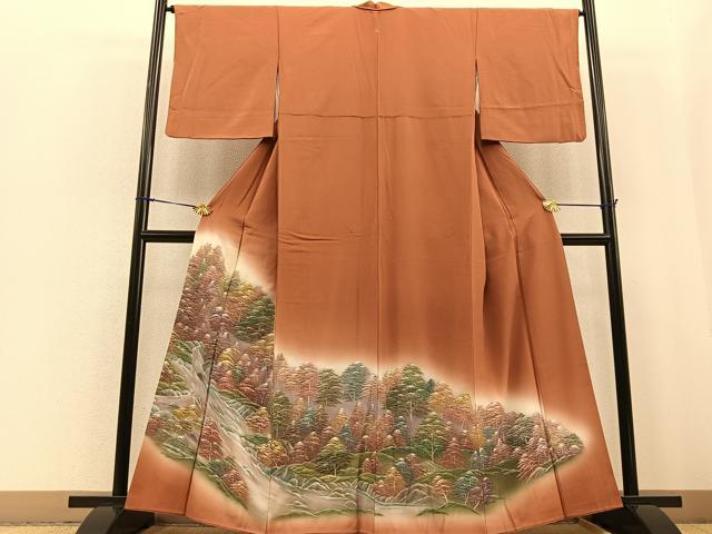 平和屋着物■豪華色留袖 手描き 水辺樹林文 暈し染め 正絹 逸品 BAAQ5251gt