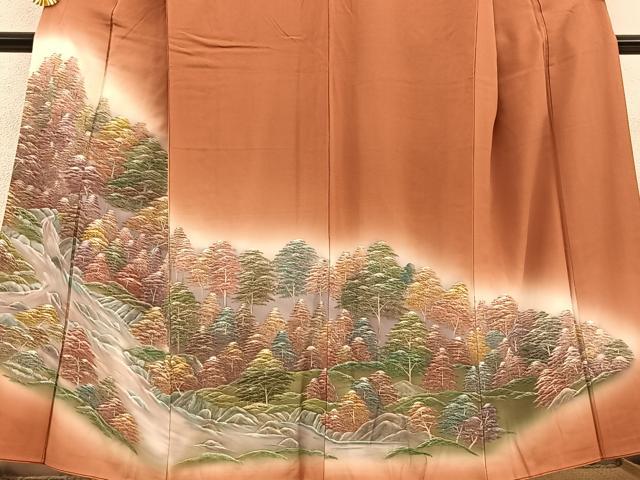 平和屋着物■豪華色留袖 手描き 水辺樹林文 暈し染め 正絹 逸品 BAAQ5251gt