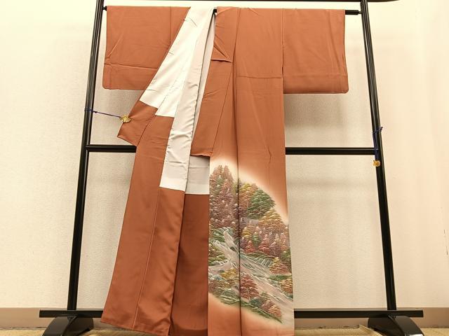 平和屋着物■豪華色留袖 手描き 水辺樹林文 暈し染め 正絹 逸品 BAAQ5251gt