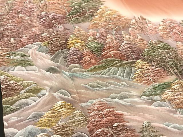 平和屋着物■豪華色留袖 手描き 水辺樹林文 暈し染め 正絹 逸品 BAAQ5251gt