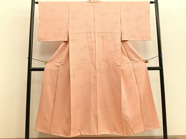 平和屋着物■上質な色無地 菱花蝶地紋 宍色 正絹 逸品 BAAQ5756yc