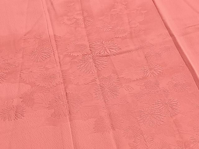 平和屋着物■付下げ 色無地 菊花地紋 今様色 正絹 逸品 BAAQ5757yc