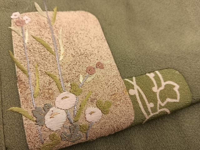 平和屋着物■訪問着 刺繍 色紙花文 金糸 正絹 逸品 BAAQ5761yc