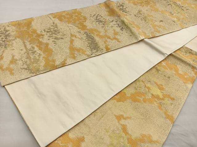 平和屋着物◎六通柄袋帯 遠山文 金糸 引箔 正絹 逸品 BAAQ5834ea