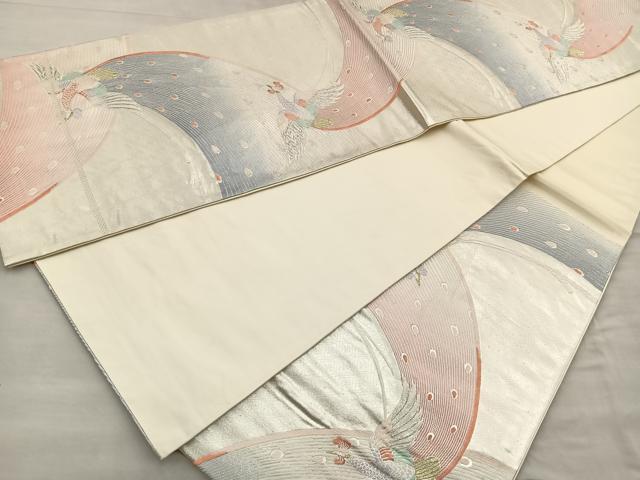 平和屋着物◎六通柄袋帯 唐織 孔雀 金銀糸 正絹 逸品 BAAQ5840ea