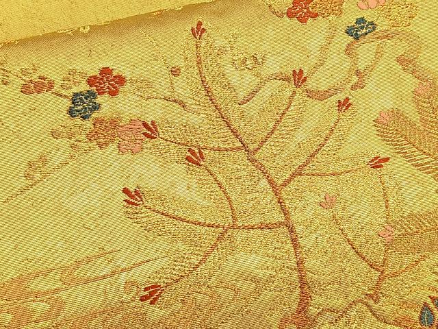 平和屋着物◎六通柄袋帯 唐織 若松葉流水文 金糸 引箔 正絹 逸品 BAAQ5898ea