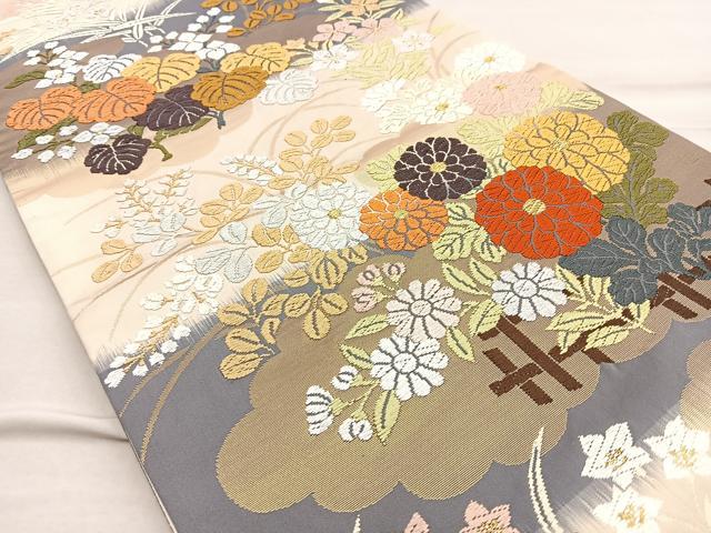 平和屋着物◎六通柄袋帯 唐錦 錦秋能華文 金糸 正絹 逸品 BAAQ5931ea