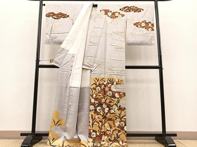 平和屋着物■訪問着 駒刺繍 エ霞花文 金彩 正絹 逸品 BAAQ7375hv