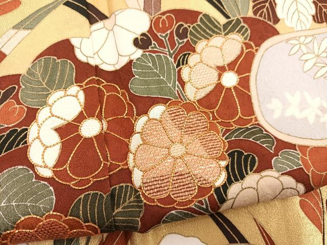 平和屋着物■訪問着 駒刺繍 エ霞花文 金彩 正絹 逸品 BAAQ7375hv