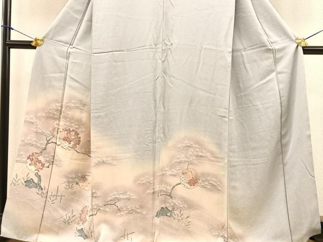 平和屋着物■訪問着 浜松雪輪牡丹花文 たたき染め 正絹 逸品 BAAQ7383hv